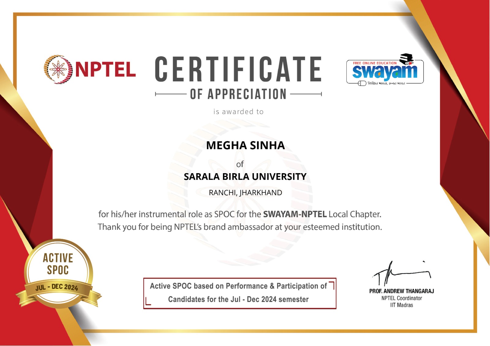 Certificate of Appreciation