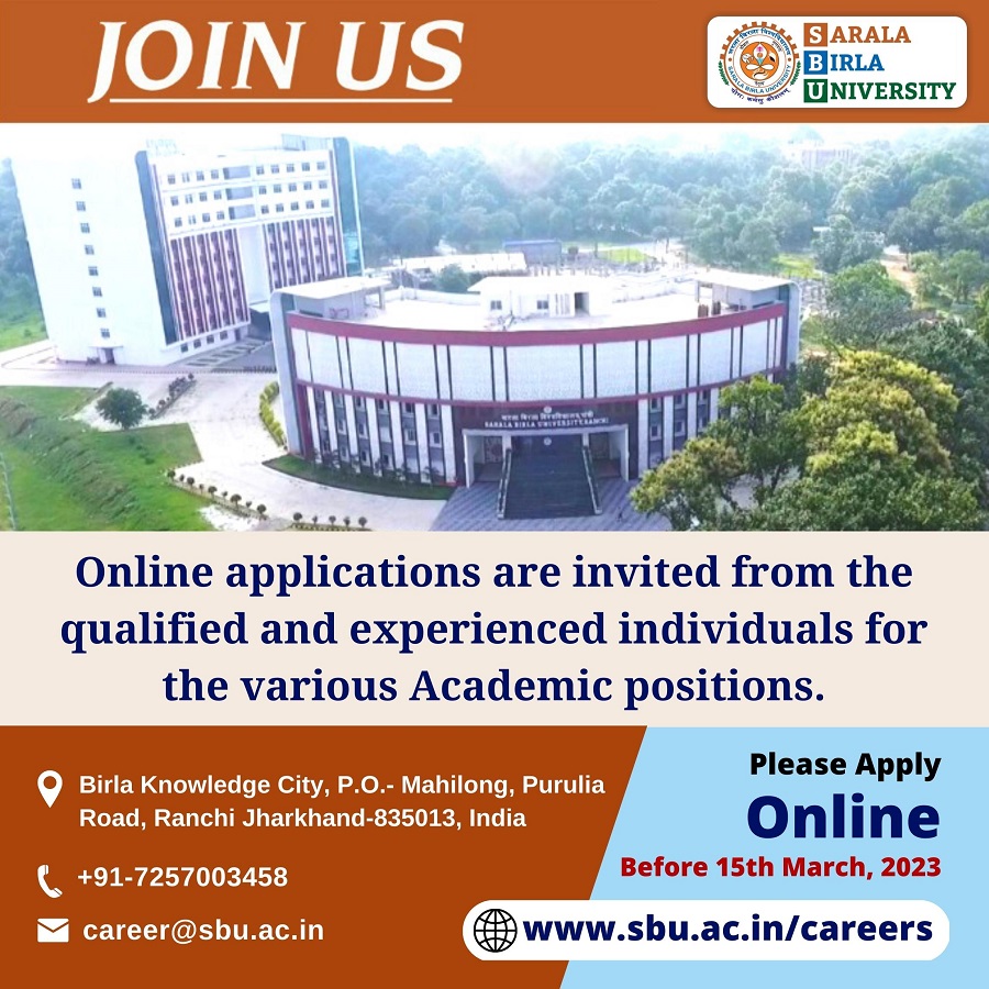 Immediate Positions | Sarala Birla University | Ranchi